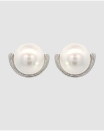 Georgini - Georgini Adagio Crescent Nine-2-Five Pearl Crescent Earrings Silver