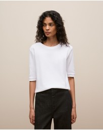 Trenery - Australian Cotton Half Sleeve T-shirt in White