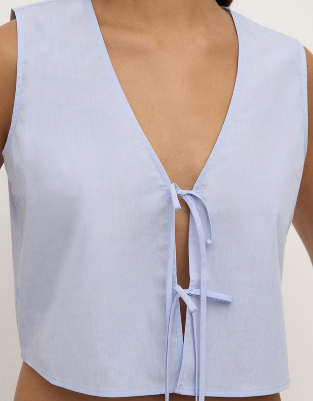 Assembly Label - Havana Stripe Poplin Tie Front Top