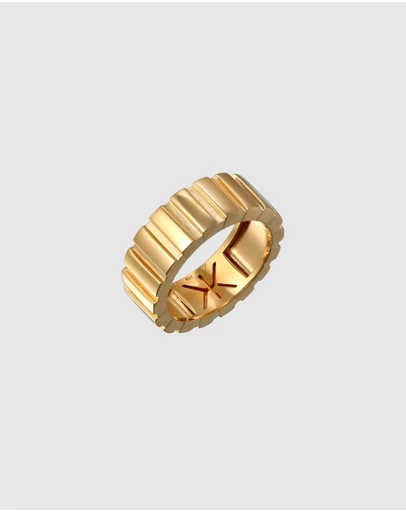 Kuzzoi - ICONIC EXCLUSIVE - Ring Male Solid Groove Look 925 Sterling Silver Gold Plated