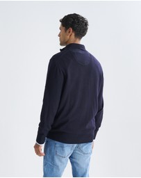 3 Wise Men - 3 Wise Men Harvey Zip Neck Merino Knit - Navy