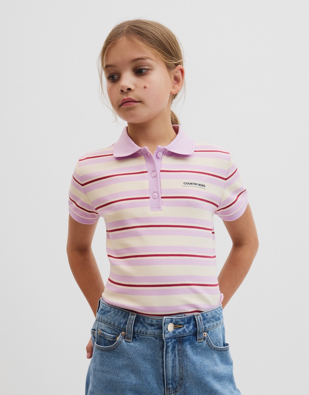 Country Road - Teen Australian Cotton Short Sleeve Stripe Polo Top