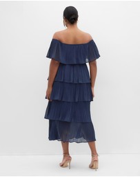 City Chic - Plus size Night Garden Print Midi Dress - navy