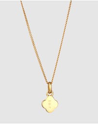 Elli Jewelry - Necklace Cloverleaf Enamel White 925 Sterling Silver Gold Plated