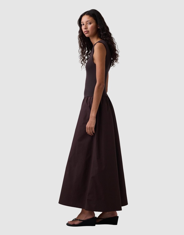 GAP - Sleeveless V-Neck Dropwaist Mixed Media Maxi Dress