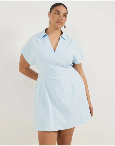 Atmos&Here Curvy - Sofia Linen Blend Mini Dress in Hibiscus Haze Print