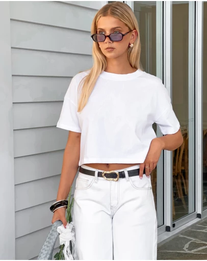 Beginning Boutique - Ebba White Boxy Tee