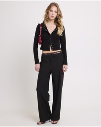 Neon Hart - Rib Snap Front Long Sleeve Top