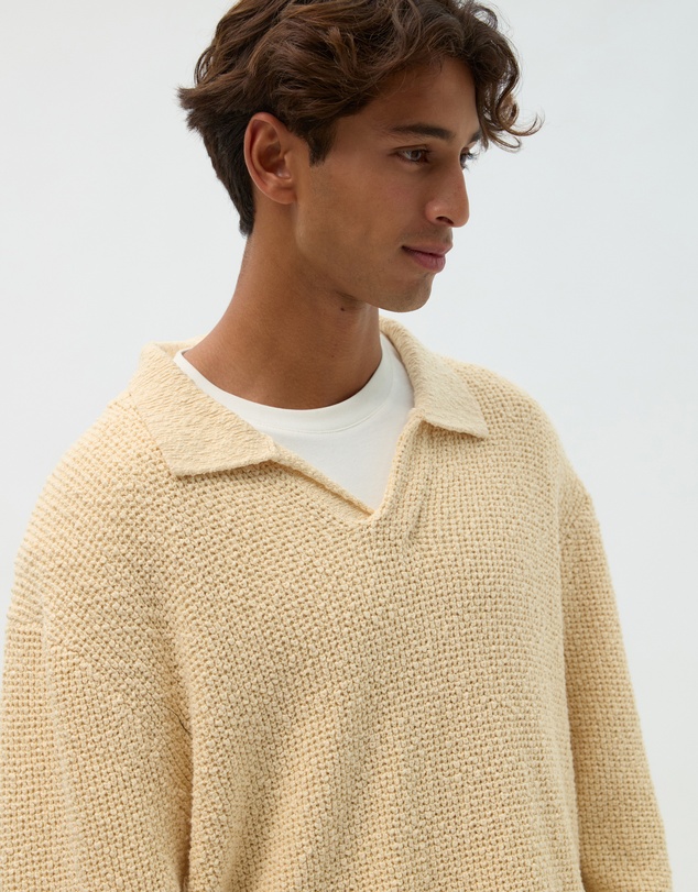 AERE - Oversized Open Collar Knit Polo