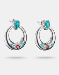 THOMAS SABO - THOMAS SABO Half-Hoop Earrings with Turquoise, White & Red Stones