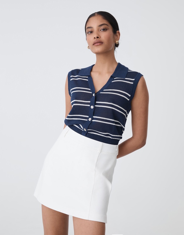 Forcast - Kaia Striped Collared Top