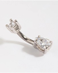 Lovisa - Titanium Diamante Pear Belly Bar