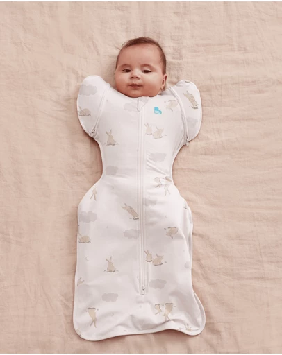 Love to Dream - Swaddle Up™ Transition Bag 1.0 TOG Stretch Cotton Cloud Bunnies White