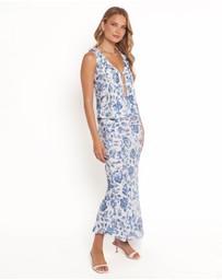 Petal & Pup - Claud Maxi Skirt - Blue White Floral