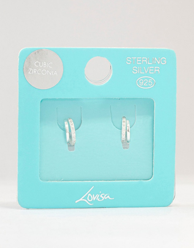 Lovisa - Sterling Silver Cubic Zirconia Double Hoop Earrings