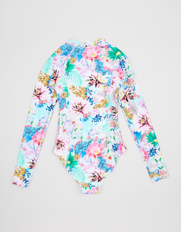 Bluesalt Beachwear - Glamour Animal Long Sleeve Surf Tank One Piece