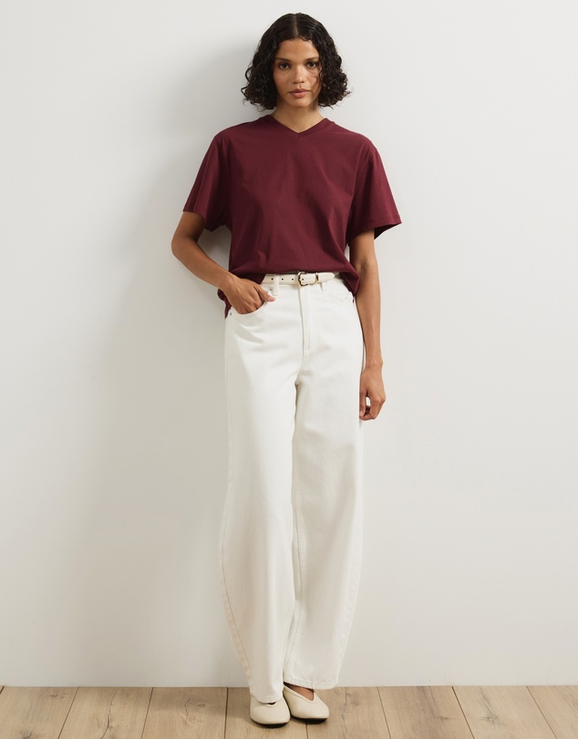 Atmos&Here - High V-Neck Organic Cotton Short Sleeve T-Shirt