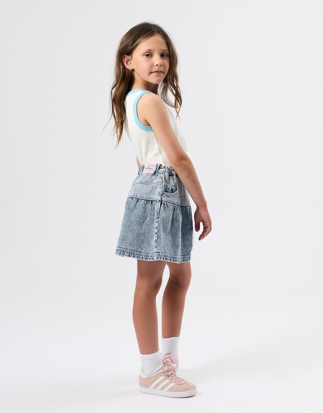 Goldie + Ace - Pinstripe Peplum Denim Skirt - Babies-Kids