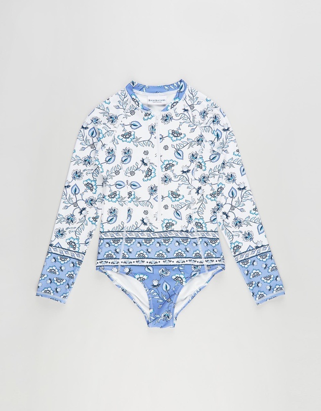 Bluesalt Beachwear - Boho Long Sleeve Surf Tank One Piece Swimsuit - Teen Girls