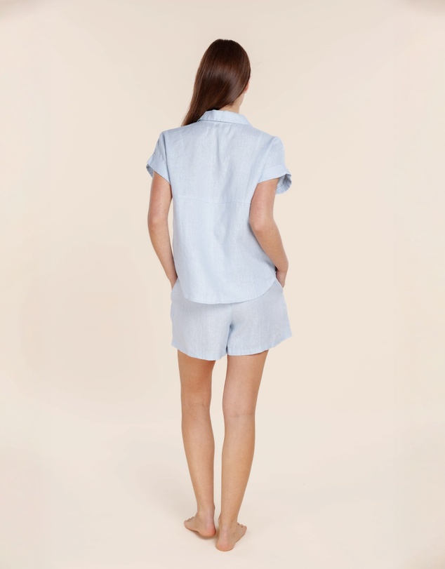 Gingerlilly - Charlotte Blue Linen Pyjama Set