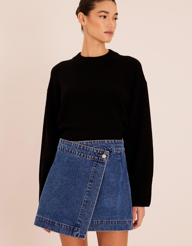 AERE - Denim Wrap Over Mini Skirt