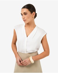 Forcast - Adelaide V-Neck Cap Sleeve Top