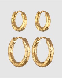 Elli Jewelry - Earrings Hoops Set 925 Sterling Silver Gold-Plated