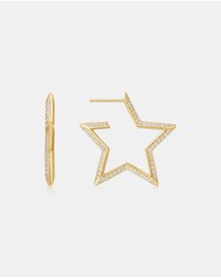 Ania Haie - Gold Large Star-Shaped Pave Hoop Earrings
