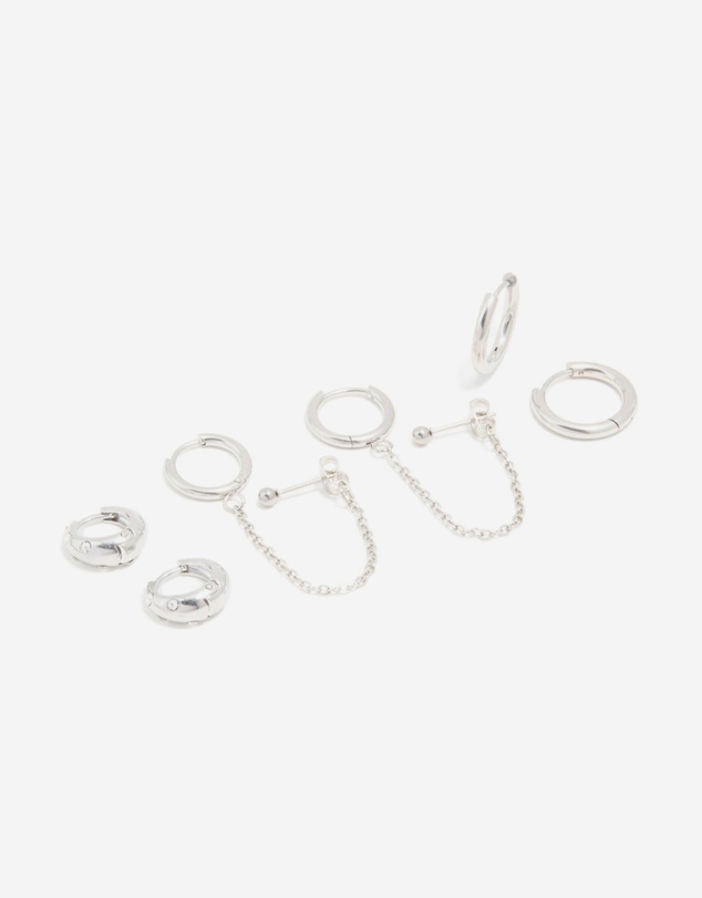 Lovisa - Waterproof Stainless Steel Chain & Huggie Earrings 3-Pack