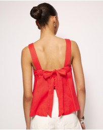 AERE - Straight Neck Tie Back Top