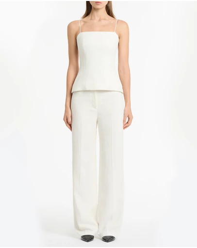 Carla Zampatti - Ivory Starlight Twill Tuck Front Pant