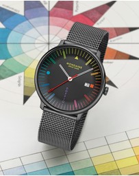 Mondaine - Mondaine Doppio Bauhaus Black Stainless Steel 41mm Watch