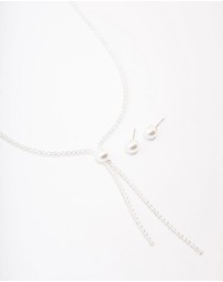 Lovisa - Silver Cubic Zirconia Lariat Necklace & Earring Set