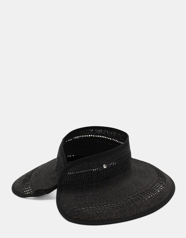 Morgan & Taylor - Tessa Woven Straw Visor in Black