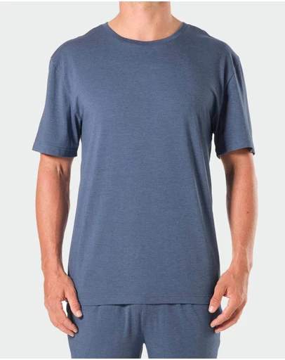 Mitch Dowd - Mens Soft Bamboo Crew Neck Sleep Tee - Blue Marle