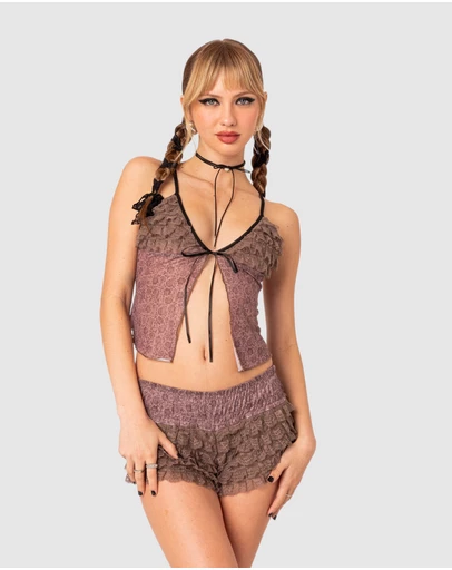 EDIKTED - Janis Floral Ruffled Tank Top