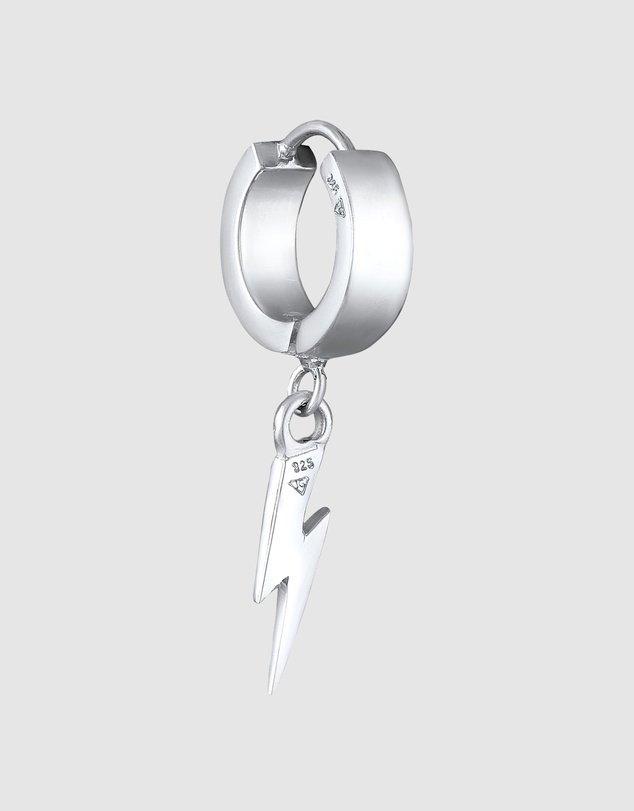 Kuzzoi - ICONIC EXCLUSIVE - Earrings Men Creole Lightning Pendant Single Piece in 925 Sterling Silver