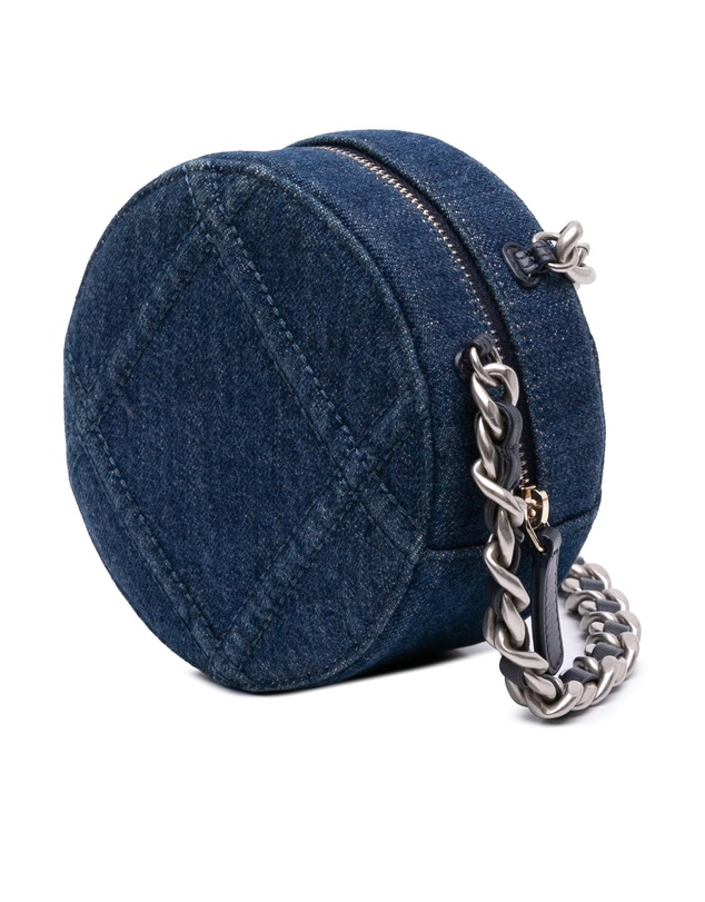 Pre-Loved by Azura Reborn - Pre-Loved Denim 19 Round Clutch with Chain
