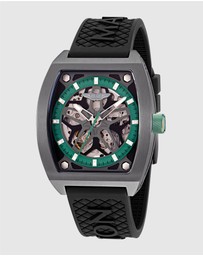 Aston Martin - TRG IP Gunmetal Titanium Case Podium Green Dial Black Silicone Strap Watch