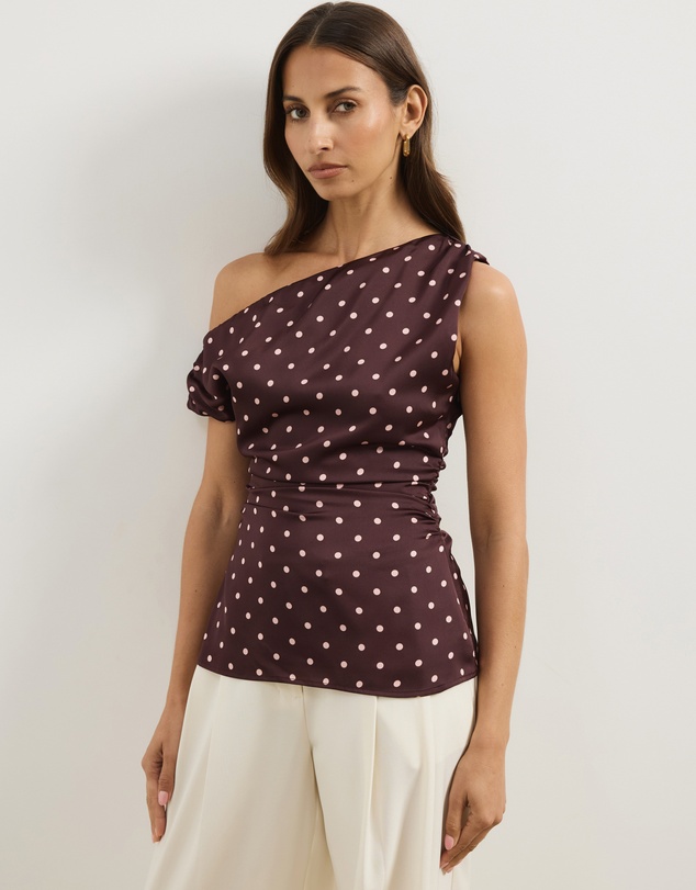 Atmos&Here - Lowen Satin Off Shoulder Top