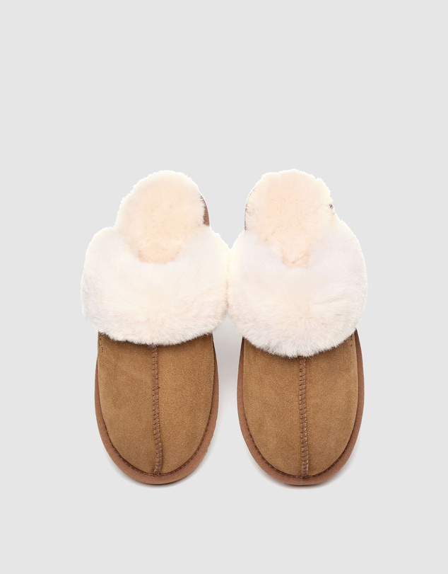 EVERAU - Australian Shepherd Ugg Muffin Slipper Cow Suede Upper House Shoes