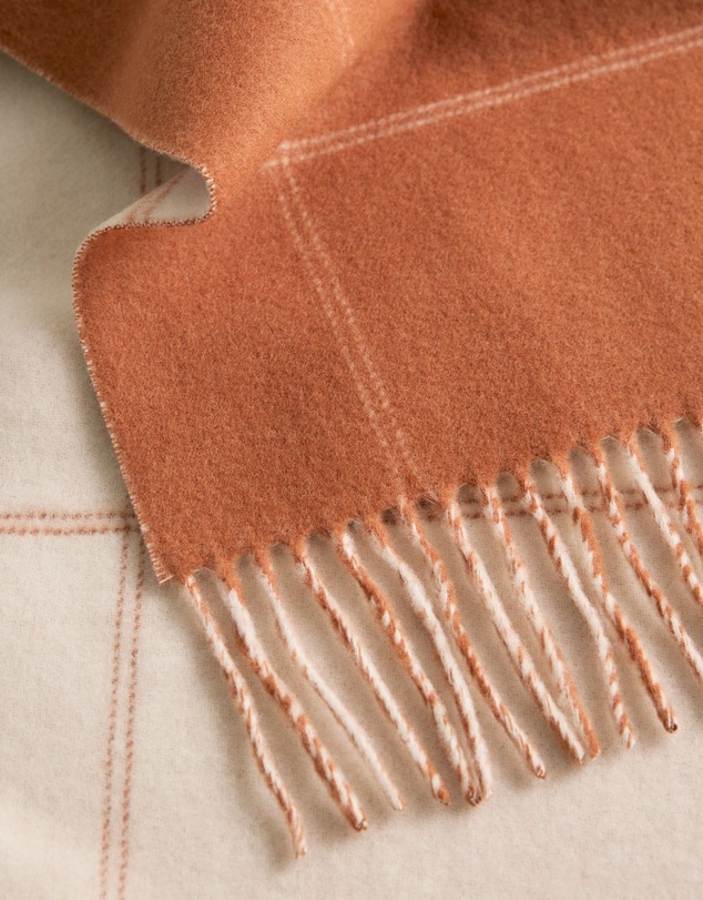 Trenery - Wool Check Reversible Scarf in Marshmallow