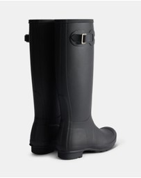 Hunter - Women's Original Tall Tartan Lining Black/Dark Olive
