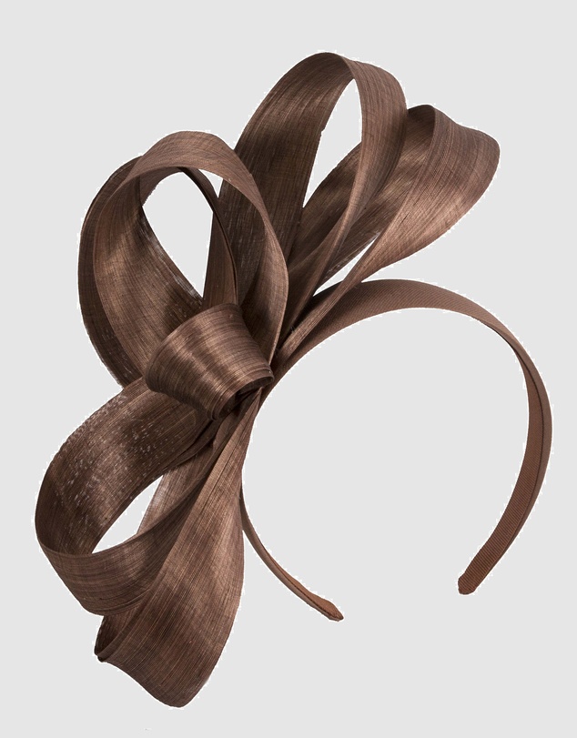 Fillies Collection - Coffee Silk Abaca Loops Racing Fascinator