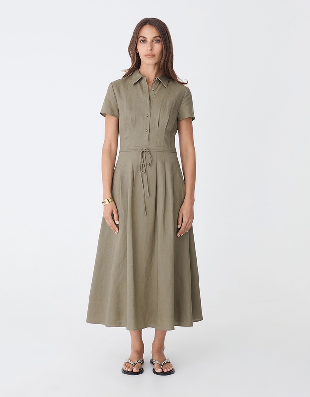 Forcast - Sophie Pleat Waist Linen Dress
