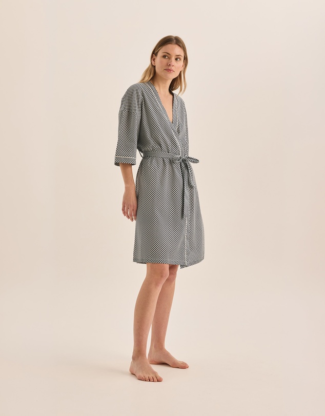 Gingerlilly - Indigo Navy Diamond Cotton Robe