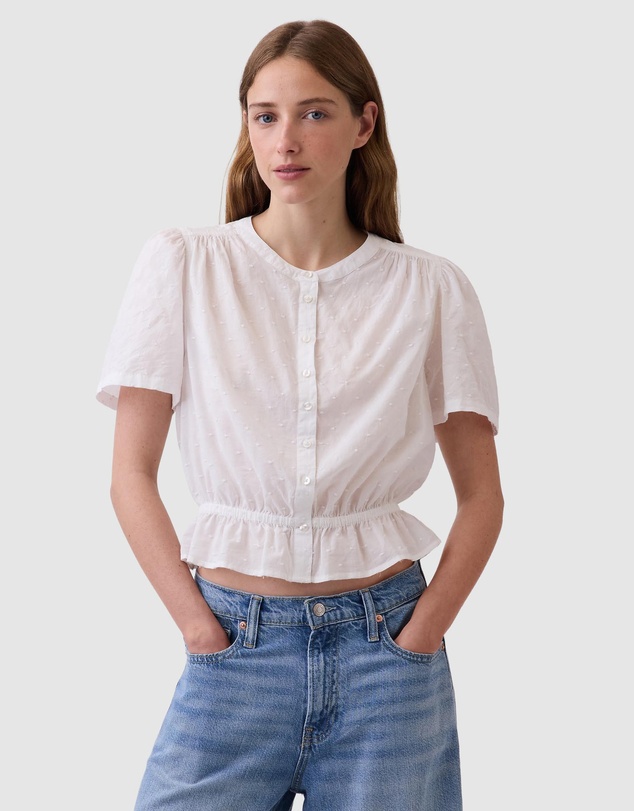 GAP - Short Sleeve Femme Button Front Fashion Shirt