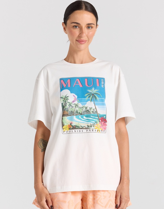 Poolside Paradiso - Maui tee- Vanilla