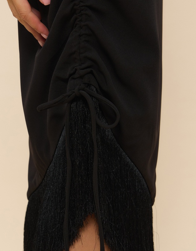 CHANCERY - Charlotte Fringe Midi Dress With Gathered Side