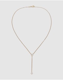 Elli Jewelry - Necklace Y with Zirconia 925 Sterling Silver Gold-plated
